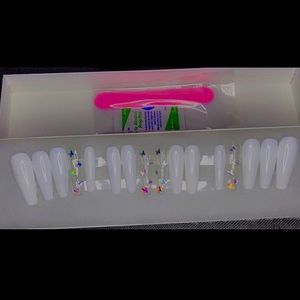 White handmade Press on nails butterfly gel polish